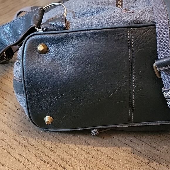 Studded leather Trim Backpack Handbag Gray gold Isabella Fiore - Picture 5 of 11